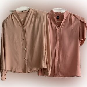 Bundle of two tan or dusty road blouse. Small